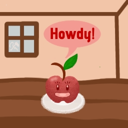 *it's an apple sitting on a plate.